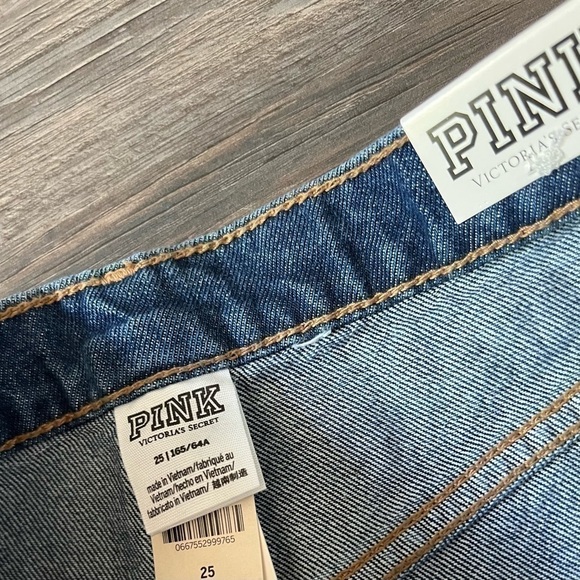 NWT! Victorias Secret PINK High-Waisted Cut Off Shorts Denim Dark Wash 25 - Picture 5 of 5